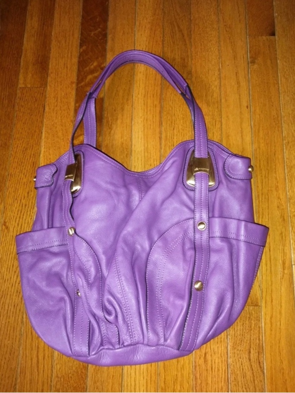 b. makowsky Purple Leather Shoulder Bag